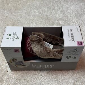Isotoner Burgundy and Brown Memory Foam Slippers